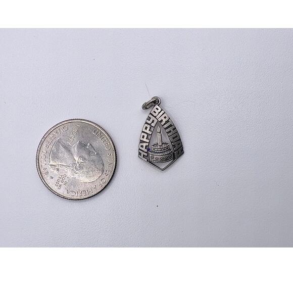 Vintage Beau Sterling Silver 'Happy Birthday' Cake Charm - Picture 4 of 5